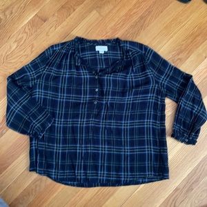 Comfy long sleeve blue plaid blouse by Velvet by Graham & Spencer